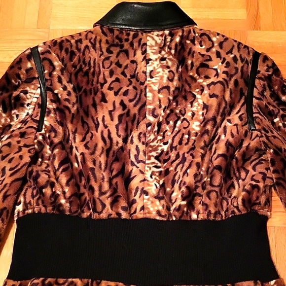 NWOT Faux-Fur Leopard Print Swing Coat, Faux-Leather Collar, Pockets! Peplum, S - Picture 13 of 17